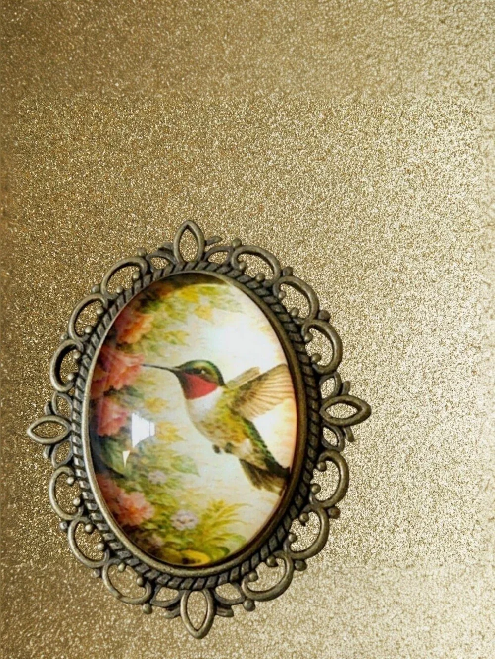 Hummingbird Oval Portrait Brooch